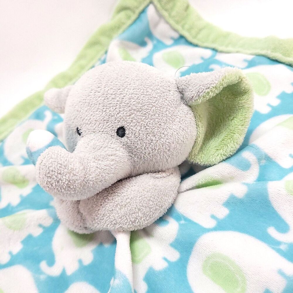 Elephant Lovey Fleece Blanket Carters 13" Plush‎ Green Blue plush stuffed